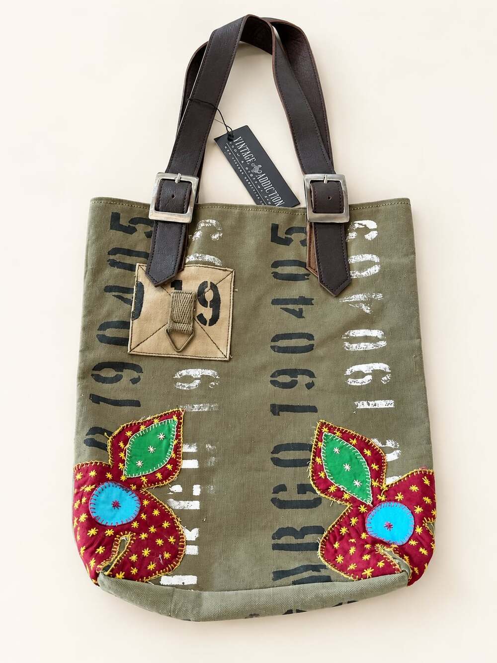 Vintage Addiction Recycled Military Tent Tote Bag New (c)